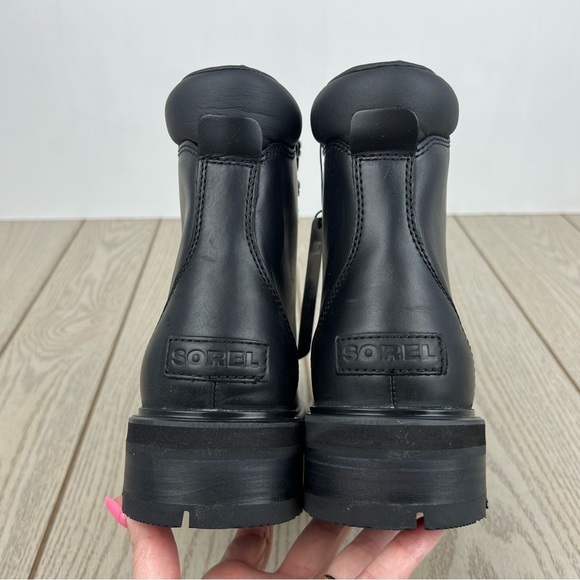 Sorel Women's Lennox Leather Lace-Up STKD WP Boots US8.5 Black / Sea Salt $190 - Picture 10 of 12